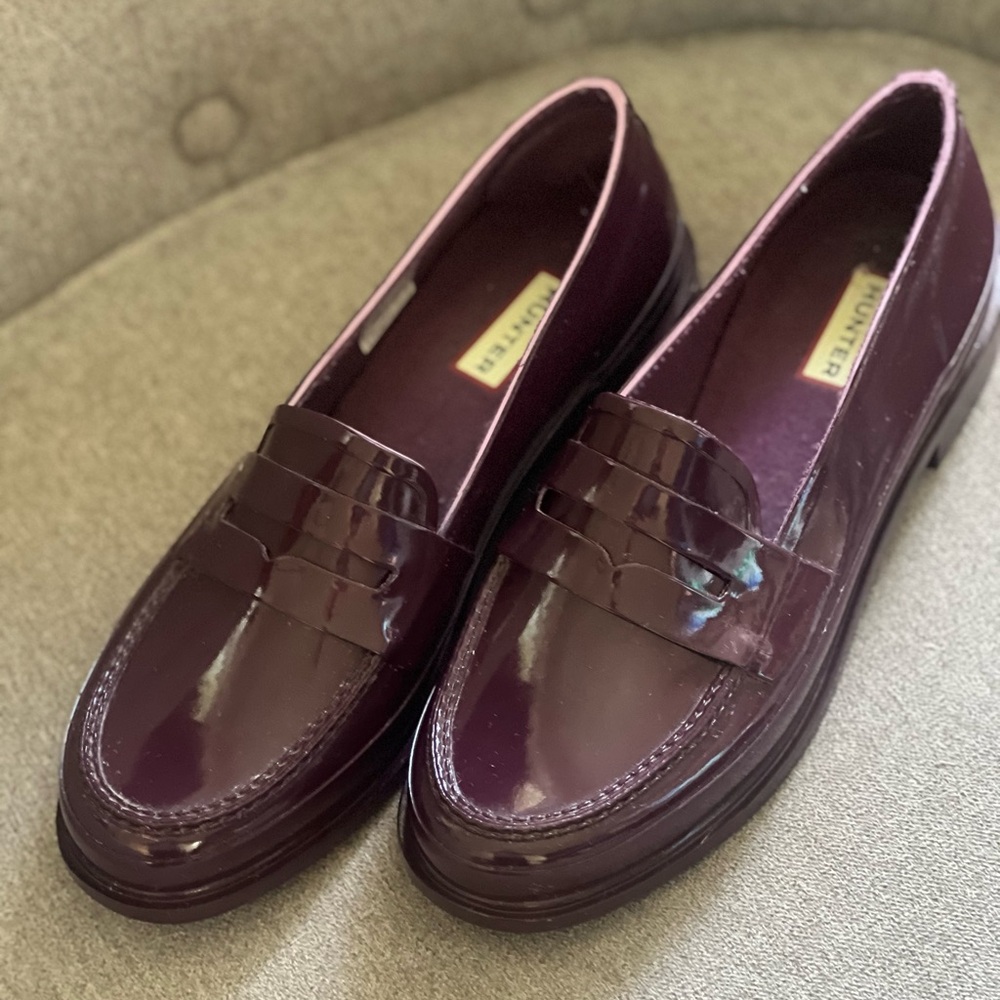 Hunter Burgundy Rain Loafers - Size 9